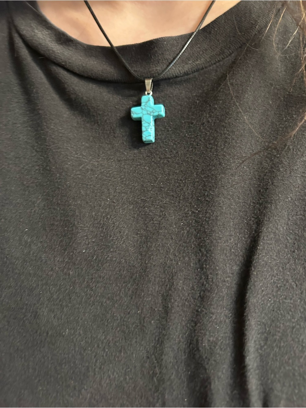 Turquoise Cross Pendant Necklace - Blue Cross